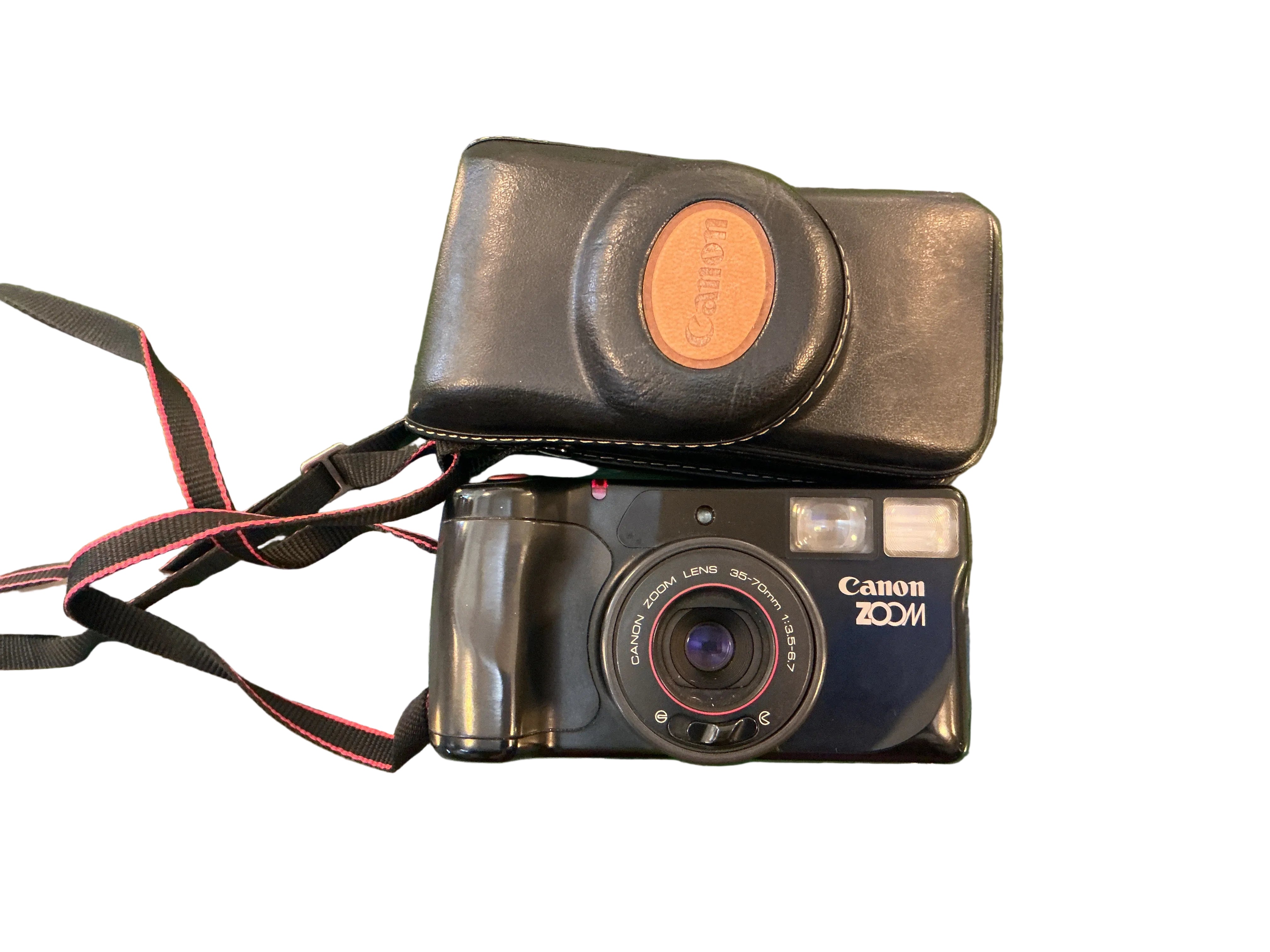 Canon Sure Shot Zoom 35mm Point & Shoot Film Camera + Vintage Canon Case