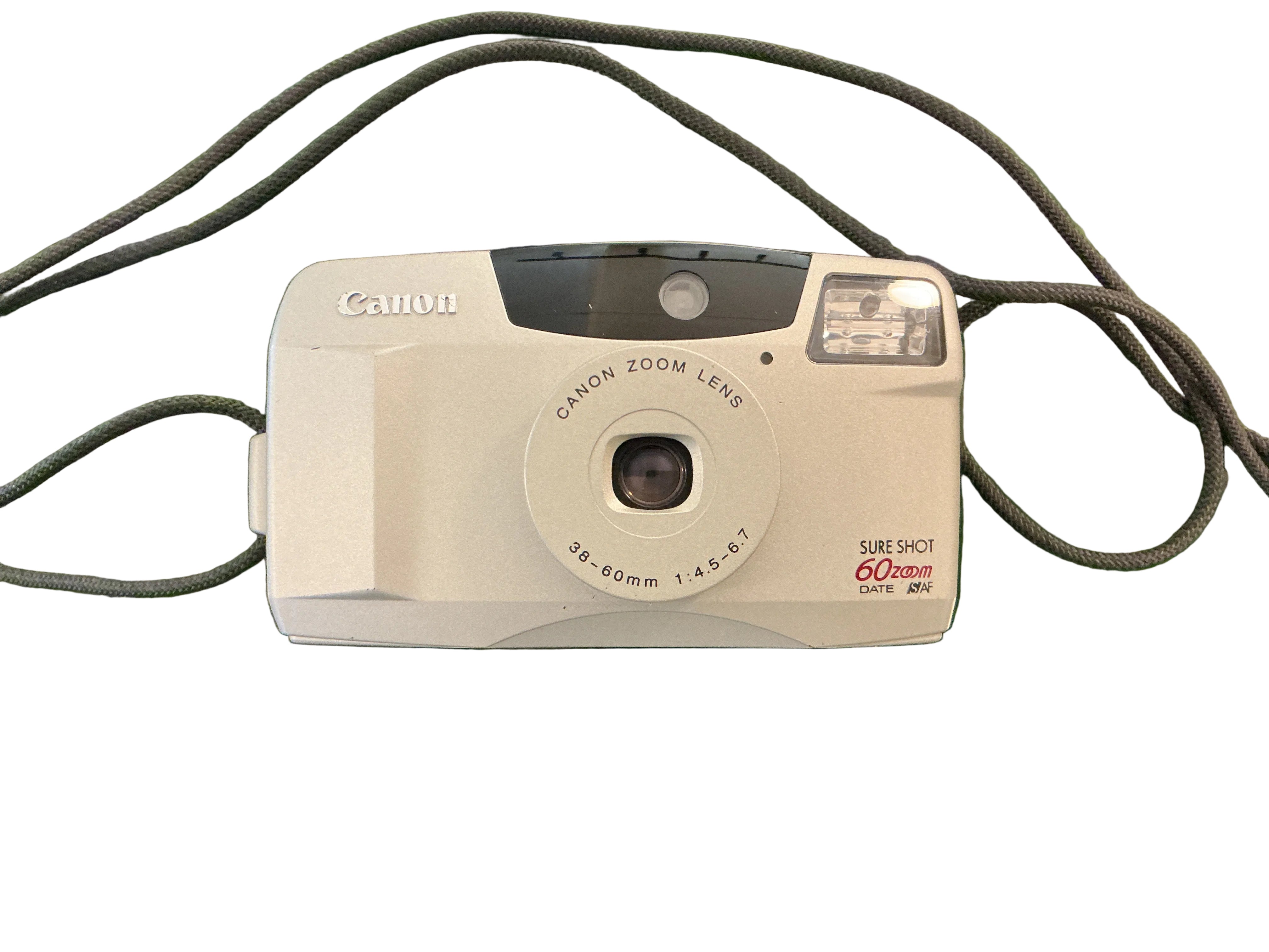 CANON SURE SHOT 60 Zoom Date 35mm Silver Flash Camera W/ Box Point and Shoot Camera